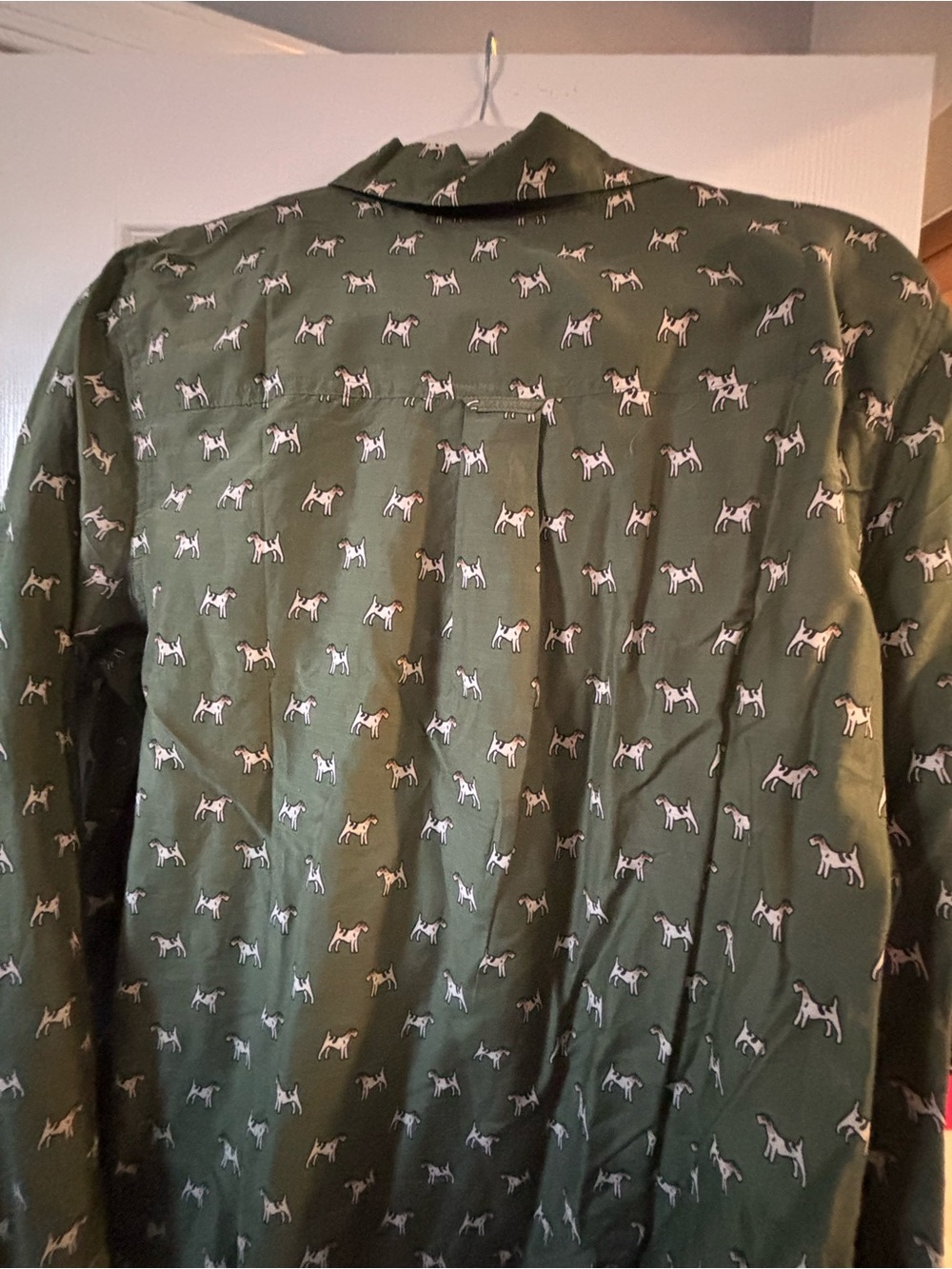 J. Crew Olive Green Button-Up Shirt with Dog Print - Picture 6 of 7